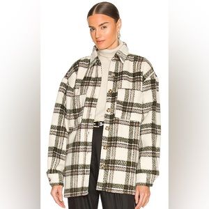 Bardot BEIGE CHECK Women's Oversize Checked Flannel Shirt Jacket, US S